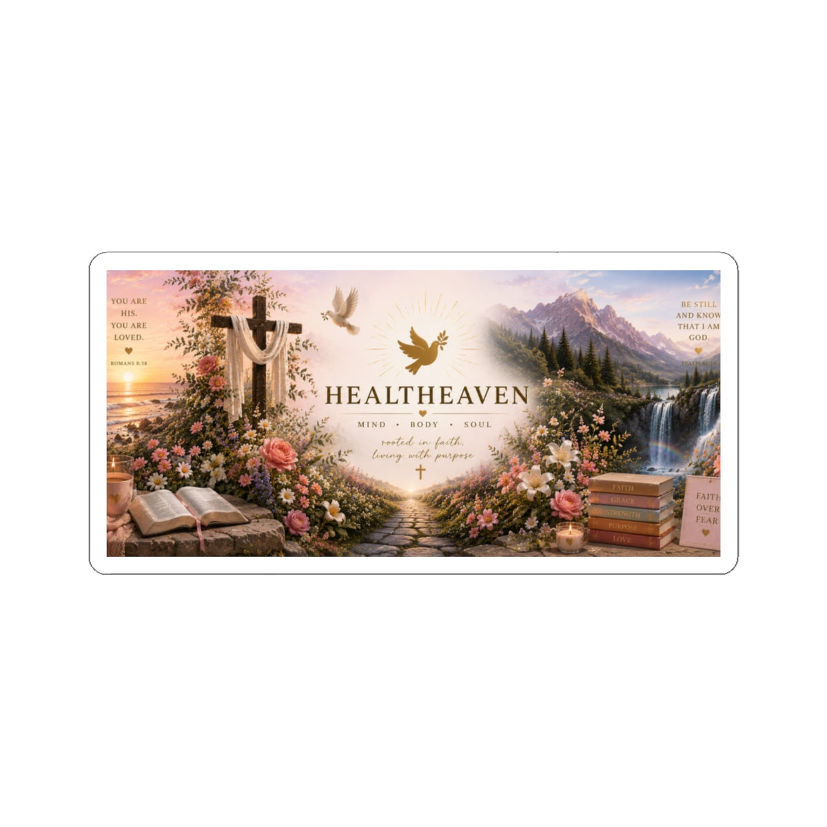 Heavenly Garden Decorative Sticker — "HealTheHeaven" Inspirational Kiss-Cut Sticker