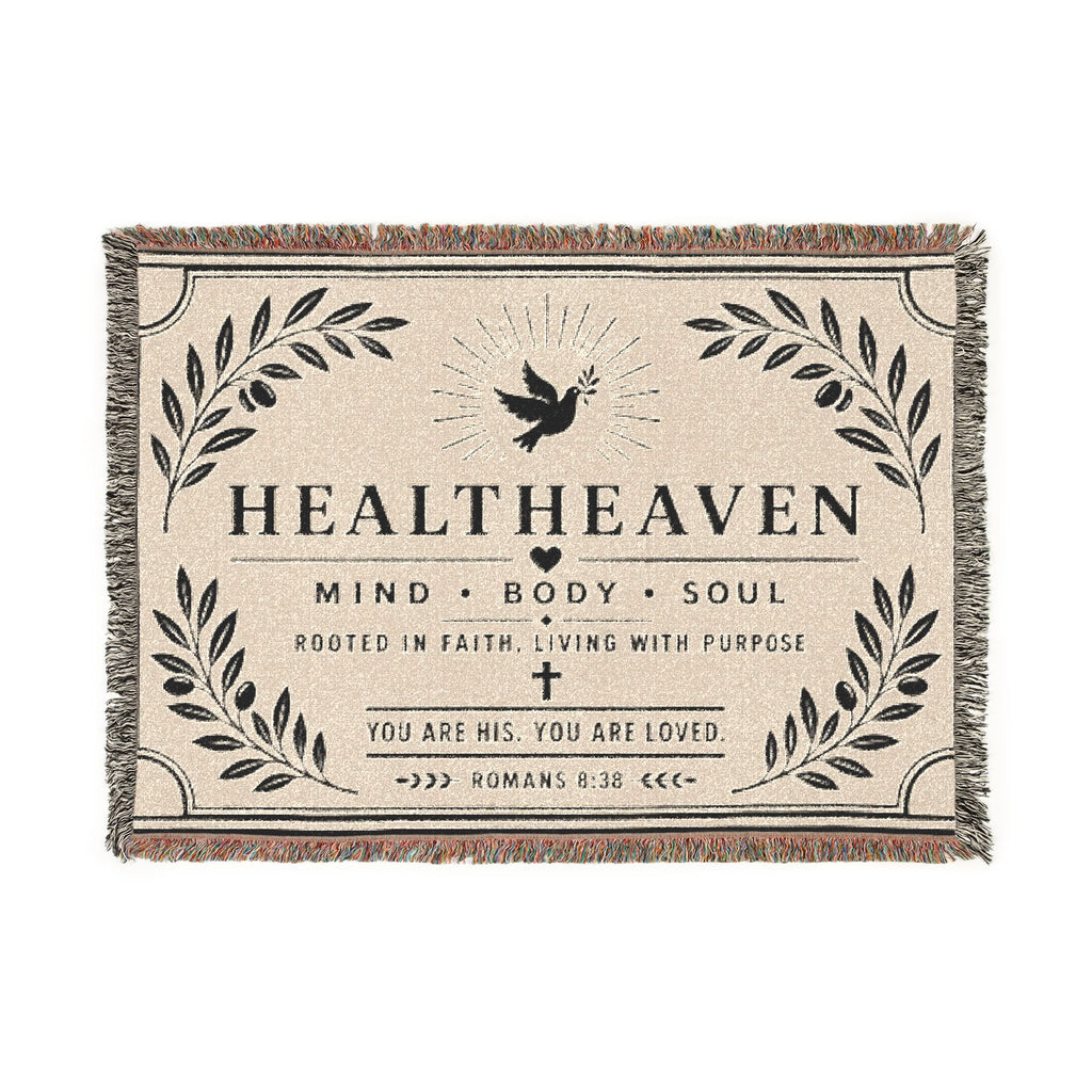 HealthHeaven Woven Blanket — Inspirational Mind Body Soul Throw
