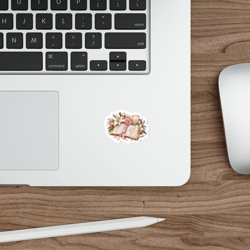 Bible Verse Floral Sticker — "Be still and know that I am God" Die-Cut Sticker