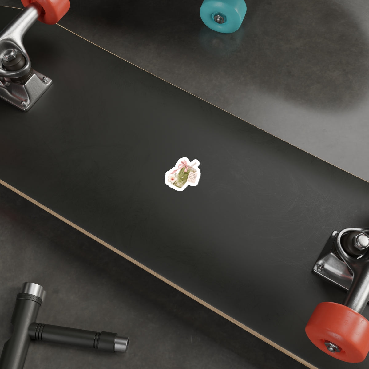 Matcha Latte Die-Cut Sticker — Floral Green Tea Sticker with Inspirational Tag