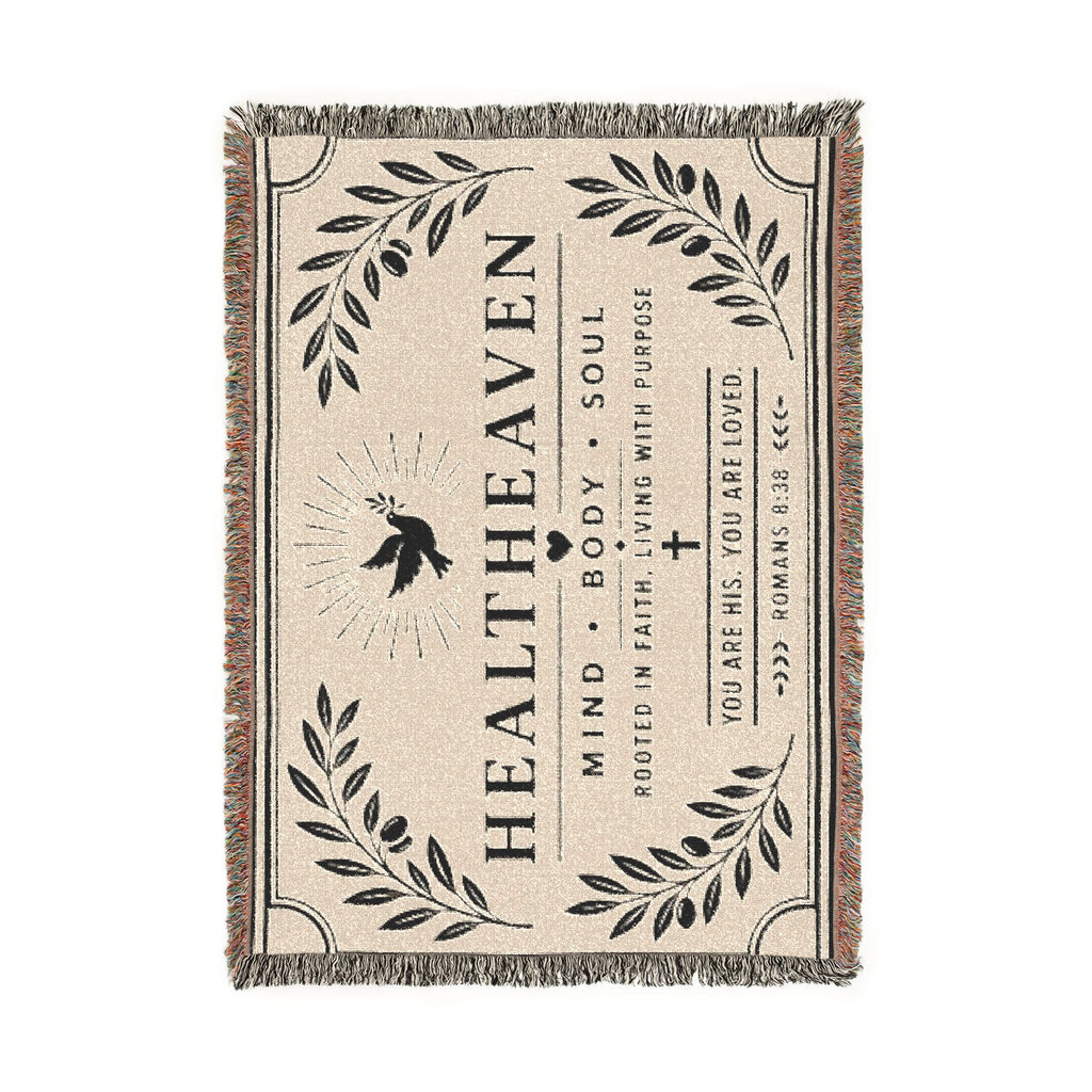 HealthHeaven Woven Blanket — Inspirational Mind Body Soul Throw