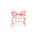 Grace Upon Grace Die-Cut Sticker — Pink Ribbon Faith Scripture (John 1:16)
