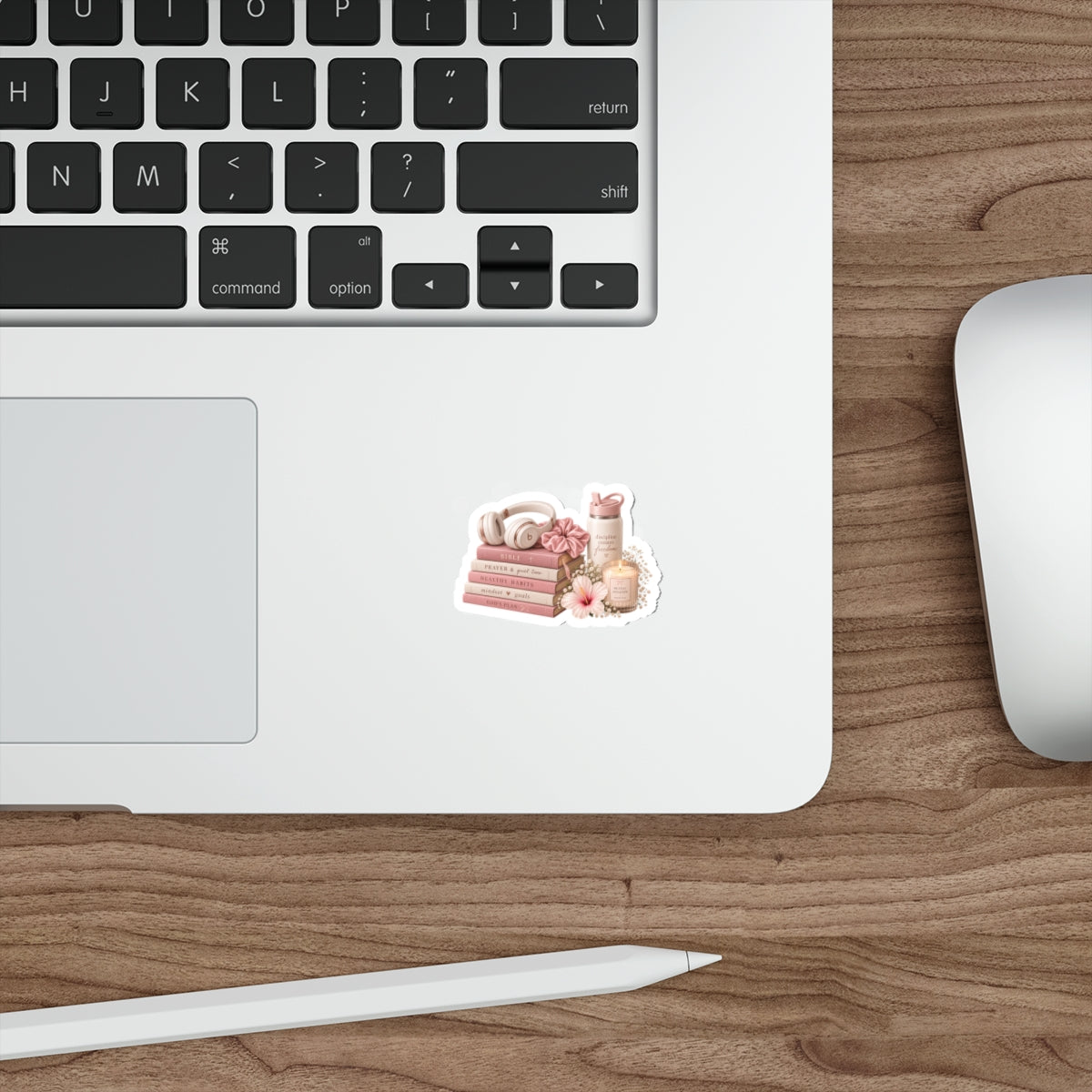 Faith & Self-Care Die-Cut Sticker — Books, Candle & Cozy Accessories