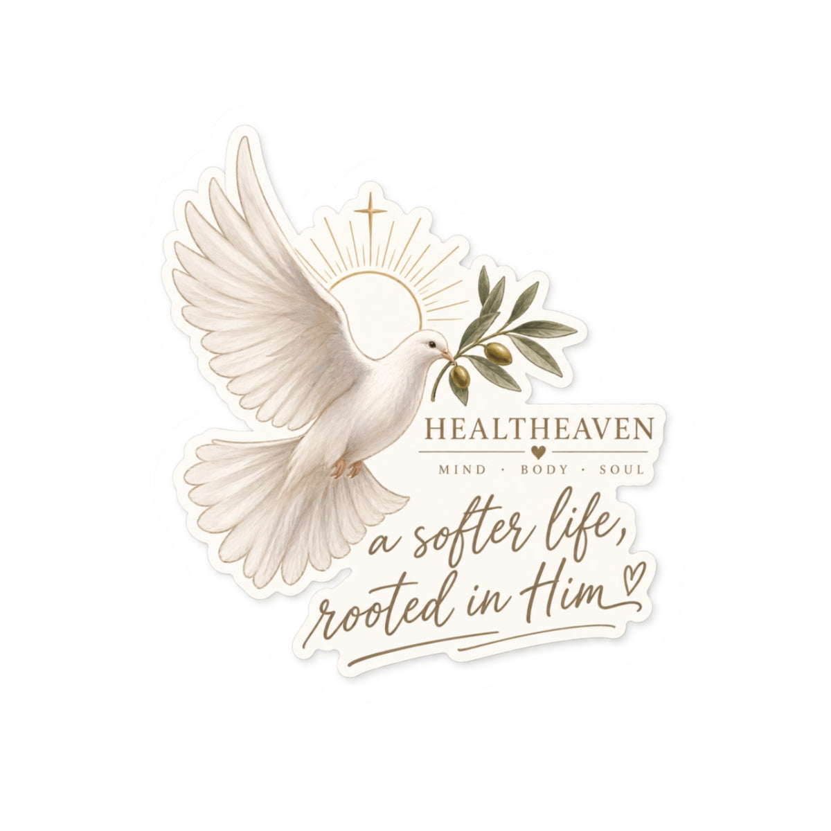 Faith Dove Sticker — “a softer life, rooted in Him” Kiss-Cut Christian Sticker