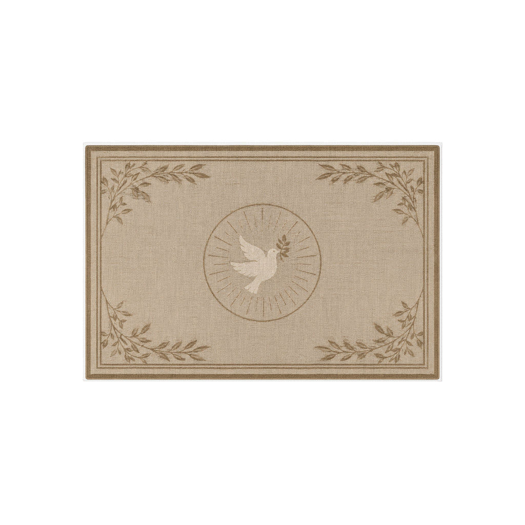Dove & Olive Branch Outdoor Rug — Neutral Coastal Patio Mat