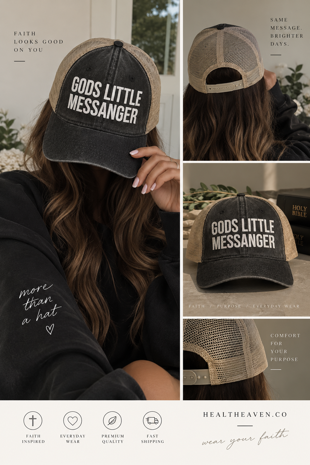 Infinity Hers TESS Women's Pigment-Washed Mesh Back Cap — "God's Little Messenger"